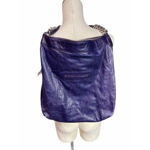 B. Makowsky Purple Leather Reptile Print Purse